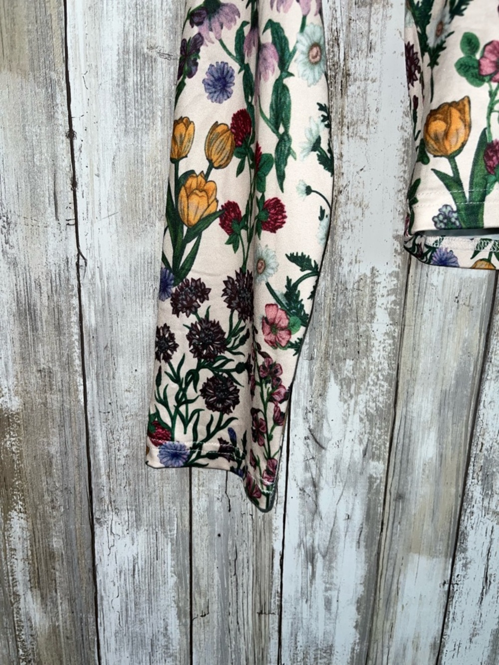Cider Floral Mesh Top Medium NWT Cottagecore Sheer Long Sleeve Fitted - Picture 2 of 5